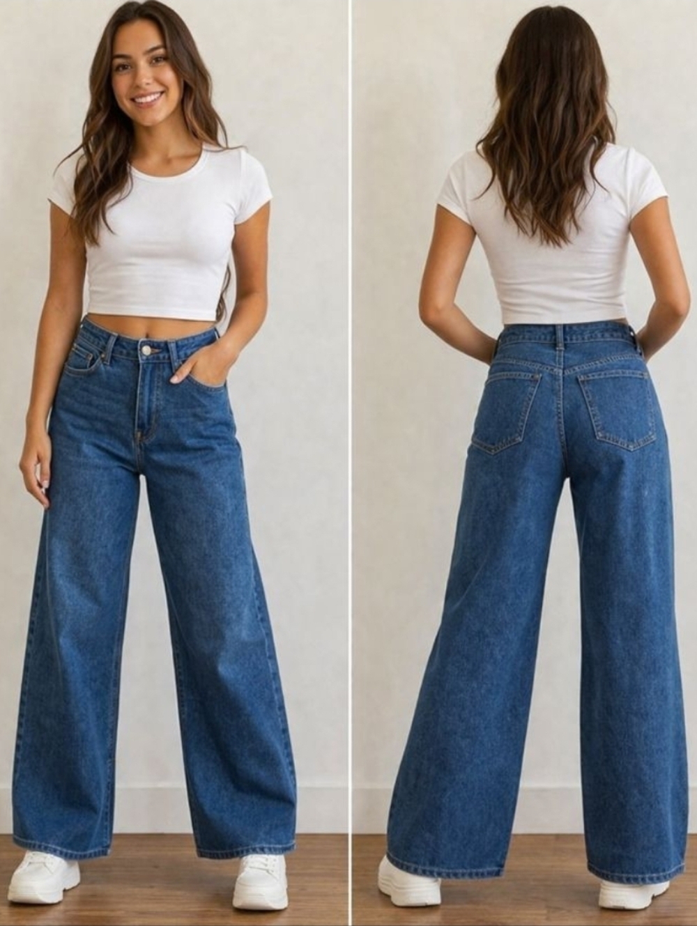 NWT Old Navy Wide Leg High Rise Denim Jeans Womens Size 30 Petite